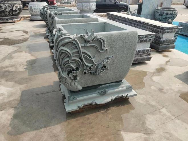 花钵加工石材（黄锈石、芝麻白）造型效果(图3)